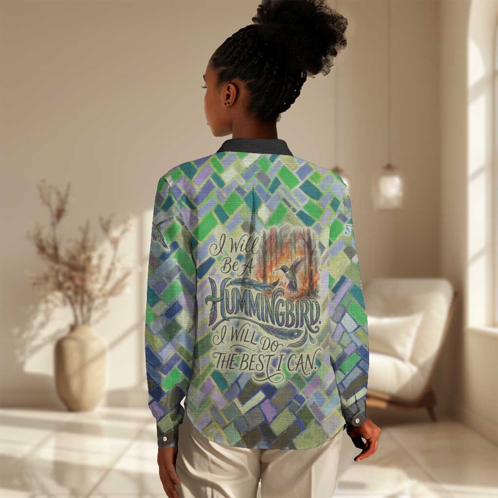 Wangari Maathai Women Casual Shirt Hummingbird Quote Tree Planting Theme Environmental Justice Tribute - Wonder Print Shop