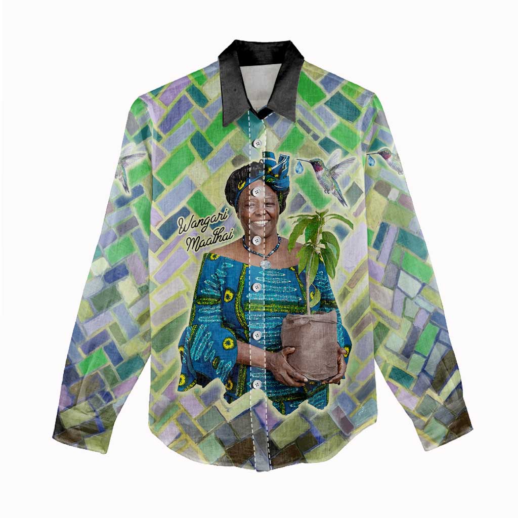 Wangari Maathai Women Casual Shirt Hummingbird Quote Tree Planting Theme Environmental Justice Tribute - Wonder Print Shop