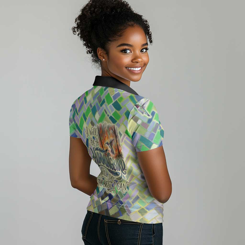 Wangari Maathai Women Polo Shirt Hummingbird Quote Tree Planting Theme Environmental Justice Tribute - Wonder Print Shop