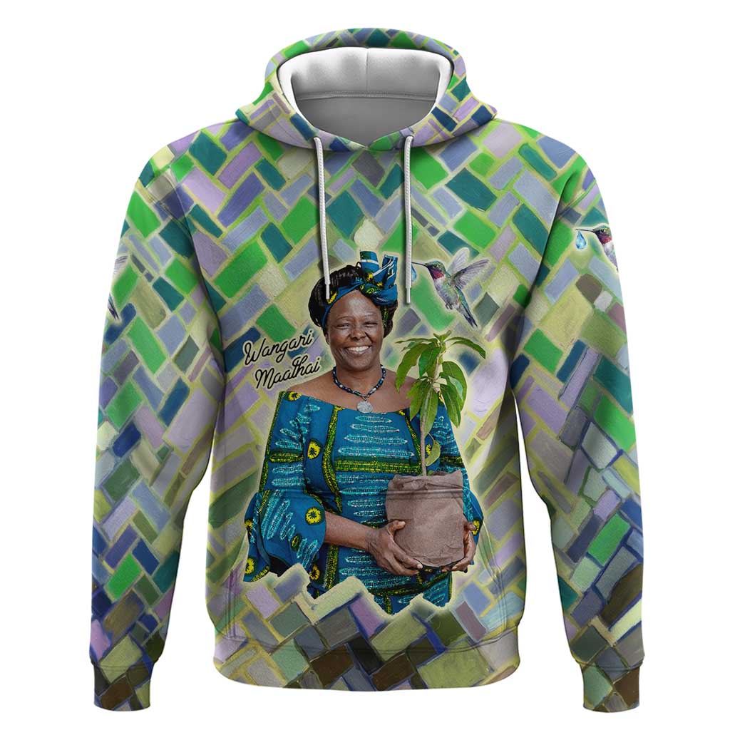 Wangari Maathai Zip Hoodie Hummingbird Quote Tree Planting Theme Environmental Justice Tribute - Wonder Print Shop