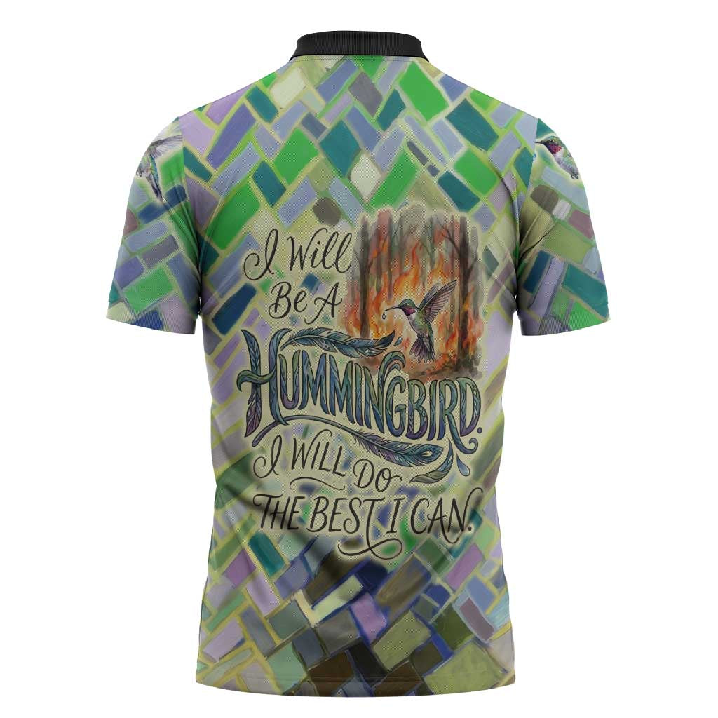 Wangari Maathai Zipper Polo Shirt Hummingbird Quote Tree Planting Theme Environmental Justice Tribute - Wonder Print Shop