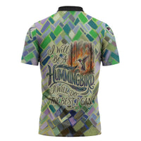 Wangari Maathai Zipper Polo Shirt Hummingbird Quote Tree Planting Theme Environmental Justice Tribute - Wonder Print Shop