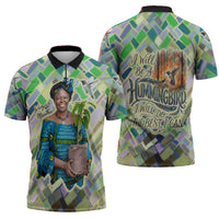Wangari Maathai Zipper Polo Shirt Hummingbird Quote Tree Planting Theme Environmental Justice Tribute - Wonder Print Shop