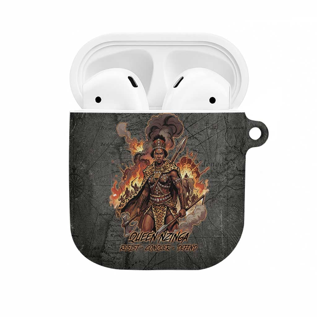 Queen Nzinga AirPods Case Fierce African Warrior Queen - Dark Tribal Fire Art - Wonder Print Shop