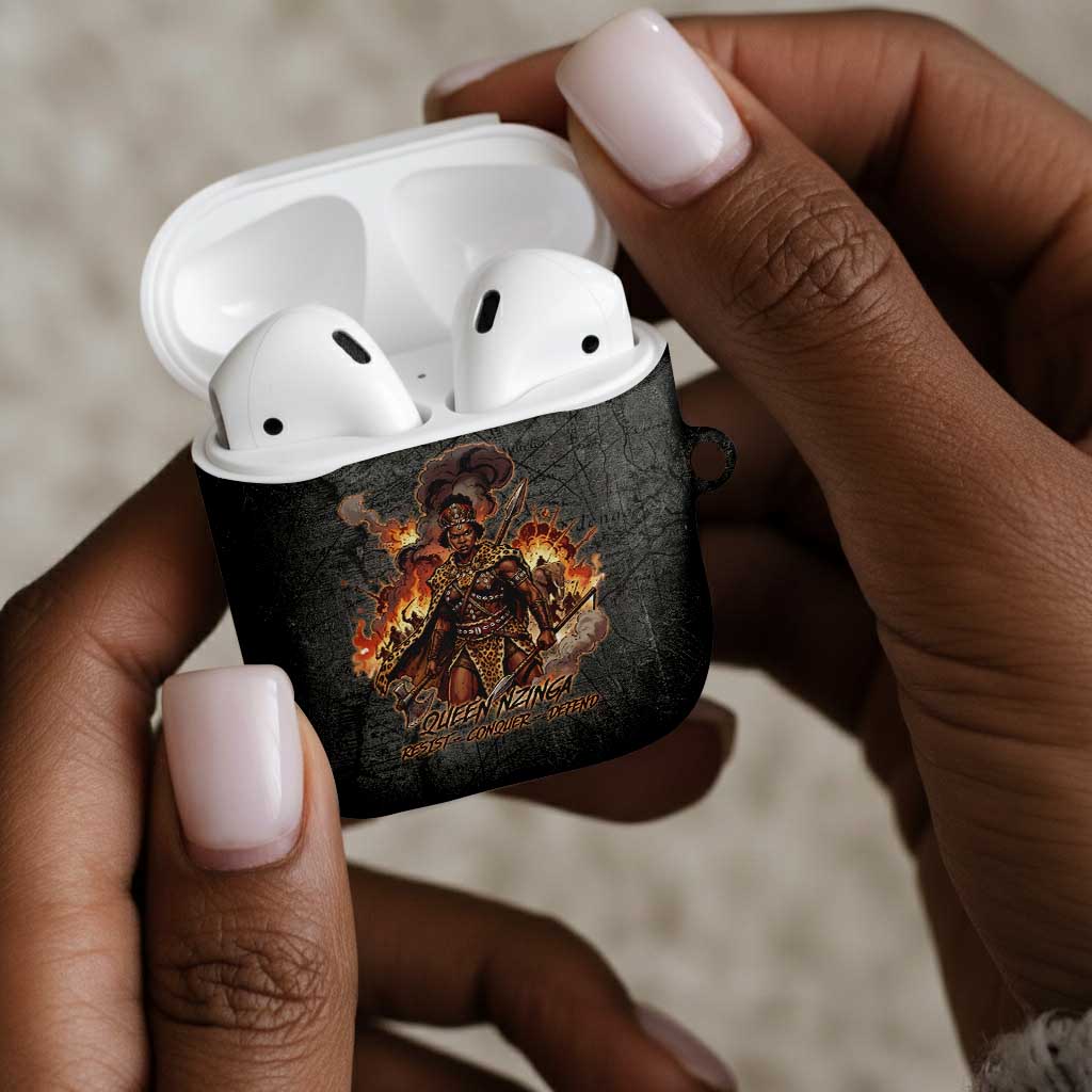 Queen Nzinga AirPods Case Fierce African Warrior Queen - Dark Tribal Fire Art - Wonder Print Shop