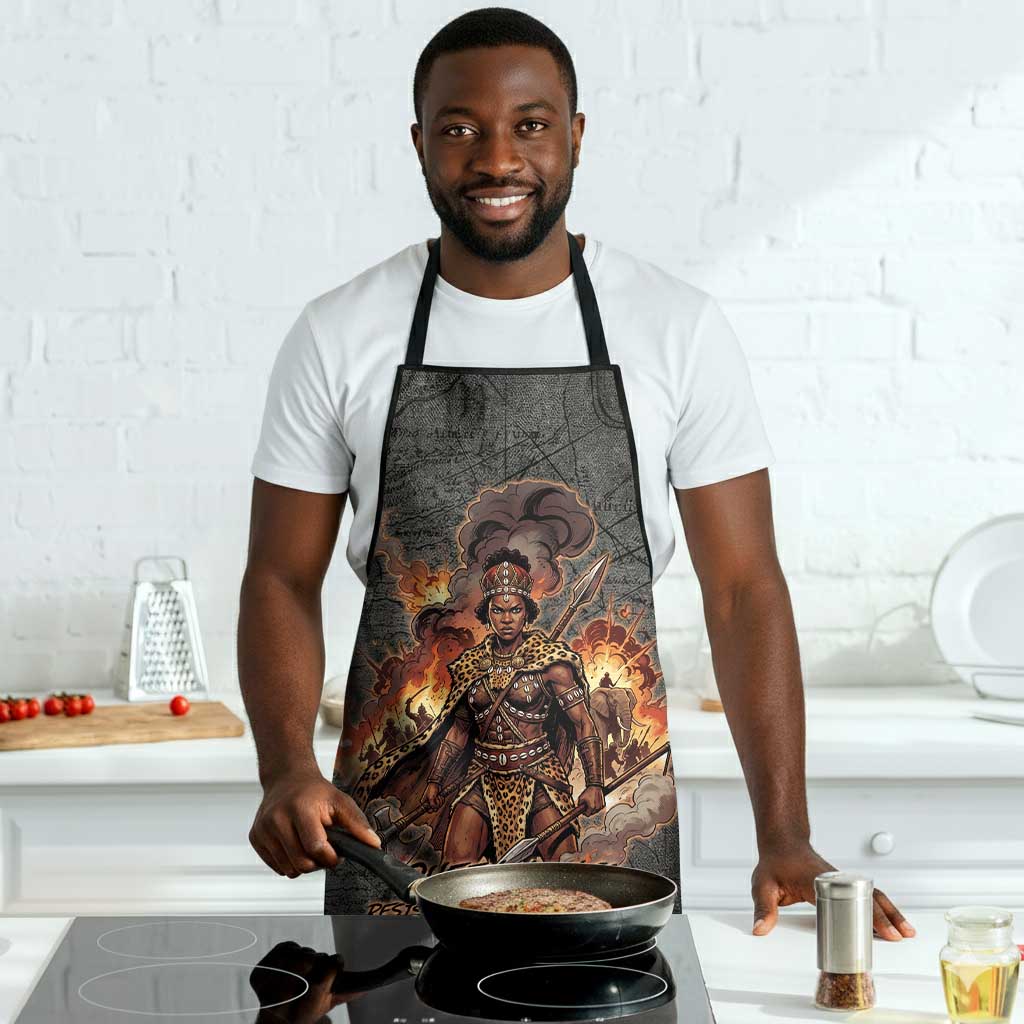 Queen Nzinga Apron Fierce African Warrior Queen - Dark Tribal Fire Art - Wonder Print Shop