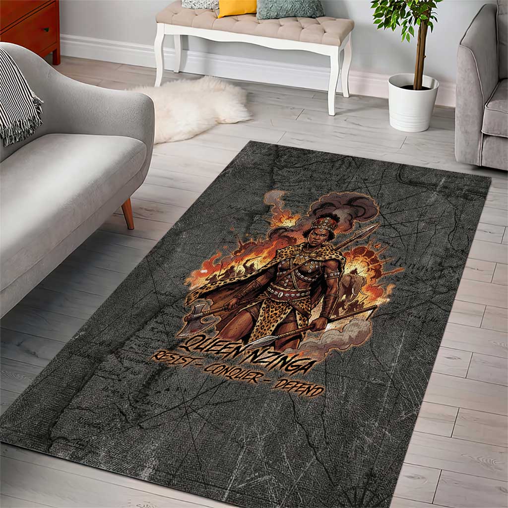 Queen Nzinga Area Rug Fierce African Warrior Queen - Dark Tribal Fire Art - Wonder Print Shop