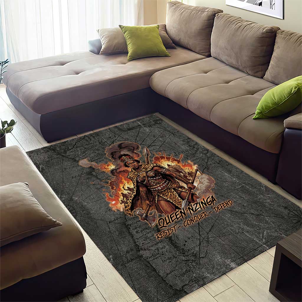 Queen Nzinga Area Rug Fierce African Warrior Queen - Dark Tribal Fire Art - Wonder Print Shop