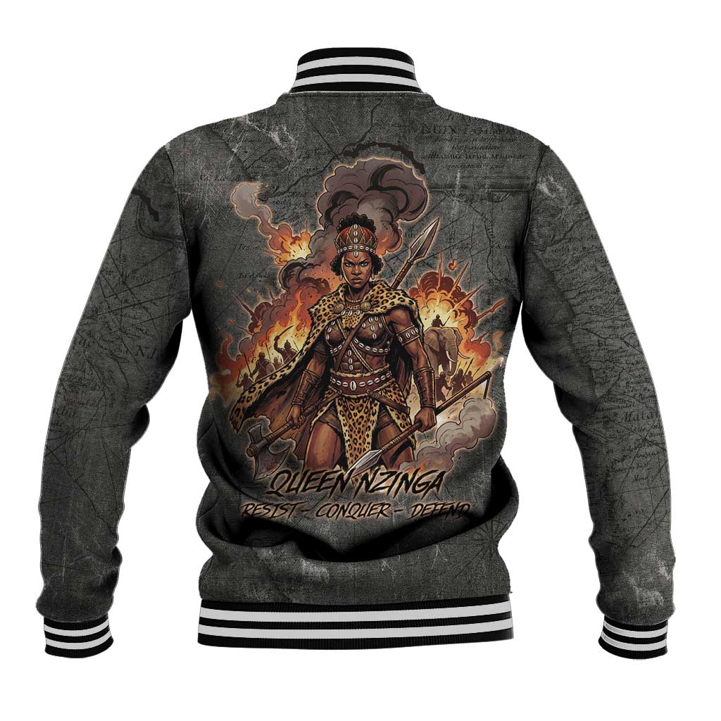 Queen Nzinga Baseball Jacket Fierce African Warrior Queen - Dark Tribal Fire Art - Wonder Print Shop