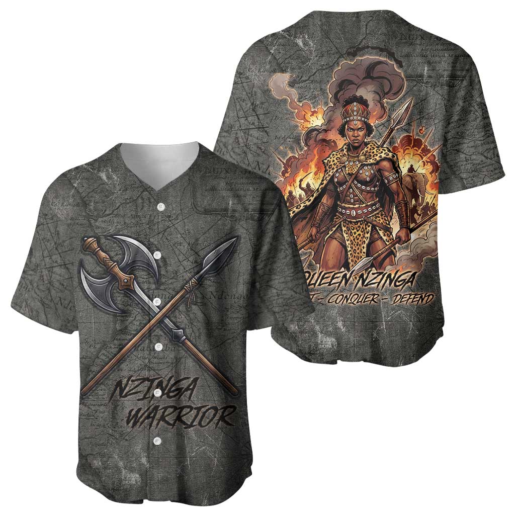 Queen Nzinga Baseball Jersey Fierce African Warrior Queen - Dark Tribal Fire Art - Wonder Print Shop