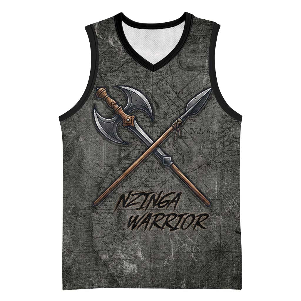 Queen Nzinga Basketball Jersey Fierce African Warrior Queen - Dark Tribal Fire Art - Wonder Print Shop