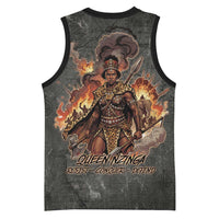 Queen Nzinga Basketball Jersey Fierce African Warrior Queen - Dark Tribal Fire Art - Wonder Print Shop