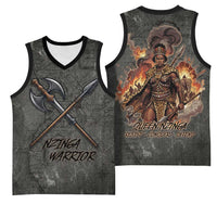 Queen Nzinga Basketball Jersey Fierce African Warrior Queen - Dark Tribal Fire Art - Wonder Print Shop