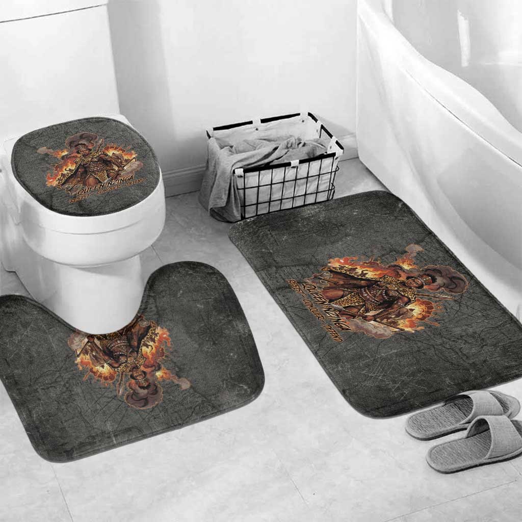 Queen Nzinga Bathroom Set Fierce African Warrior Queen - Dark Tribal Fire Art - Wonder Print Shop