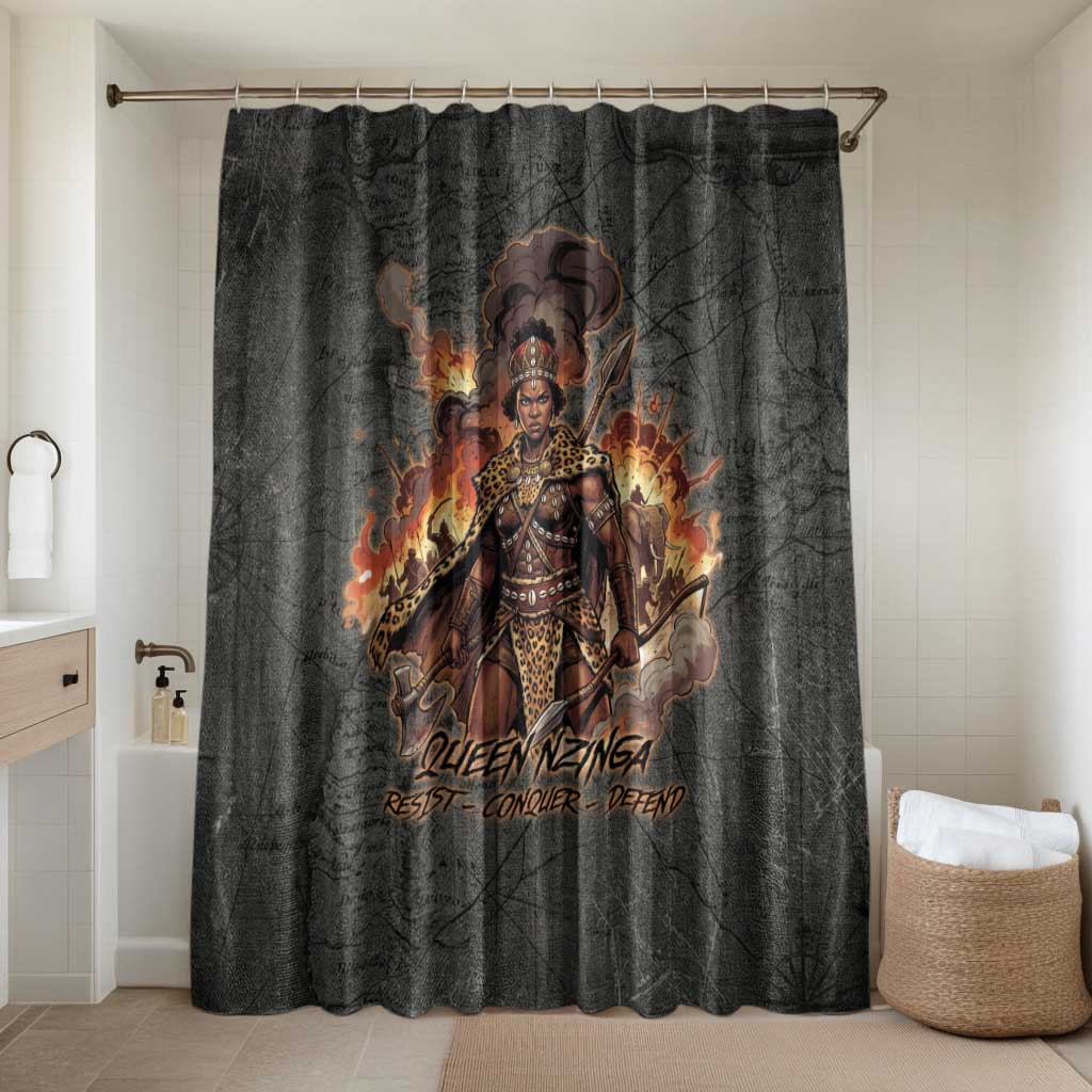 Queen Nzinga Bathroom Set Fierce African Warrior Queen - Dark Tribal Fire Art - Wonder Print Shop