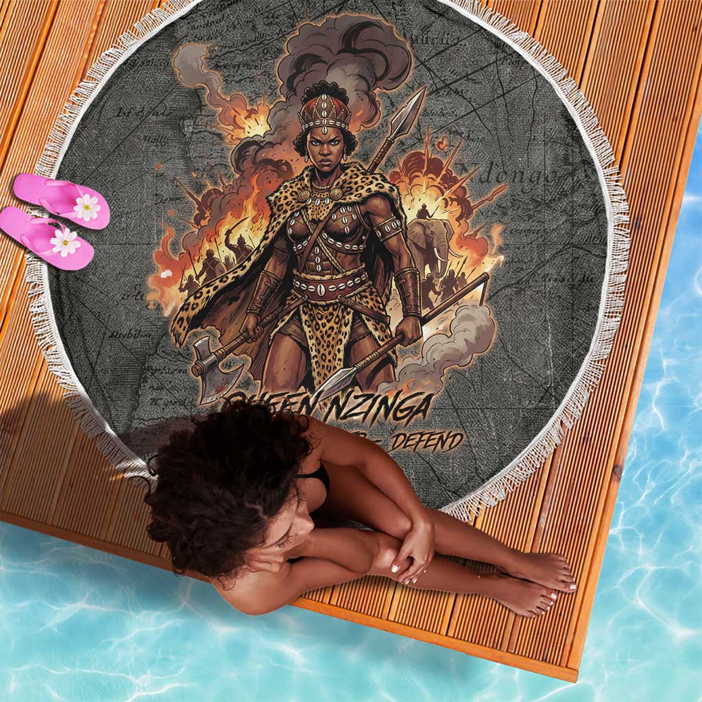 Queen Nzinga Beach Blanket Fierce African Warrior Queen - Dark Tribal Fire Art - Wonder Print Shop