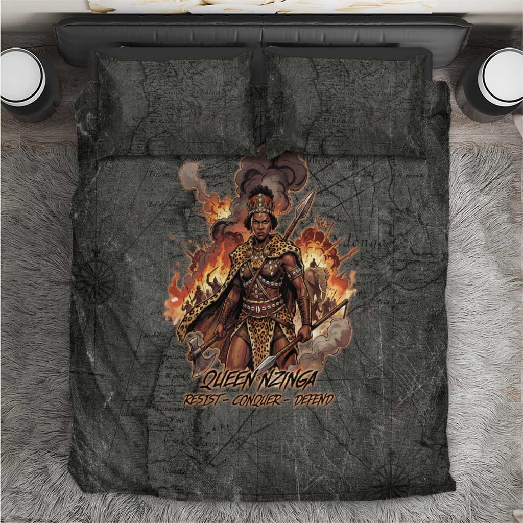 Queen Nzinga Bedding Set Fierce African Warrior Queen - Dark Tribal Fire Art - Wonder Print Shop