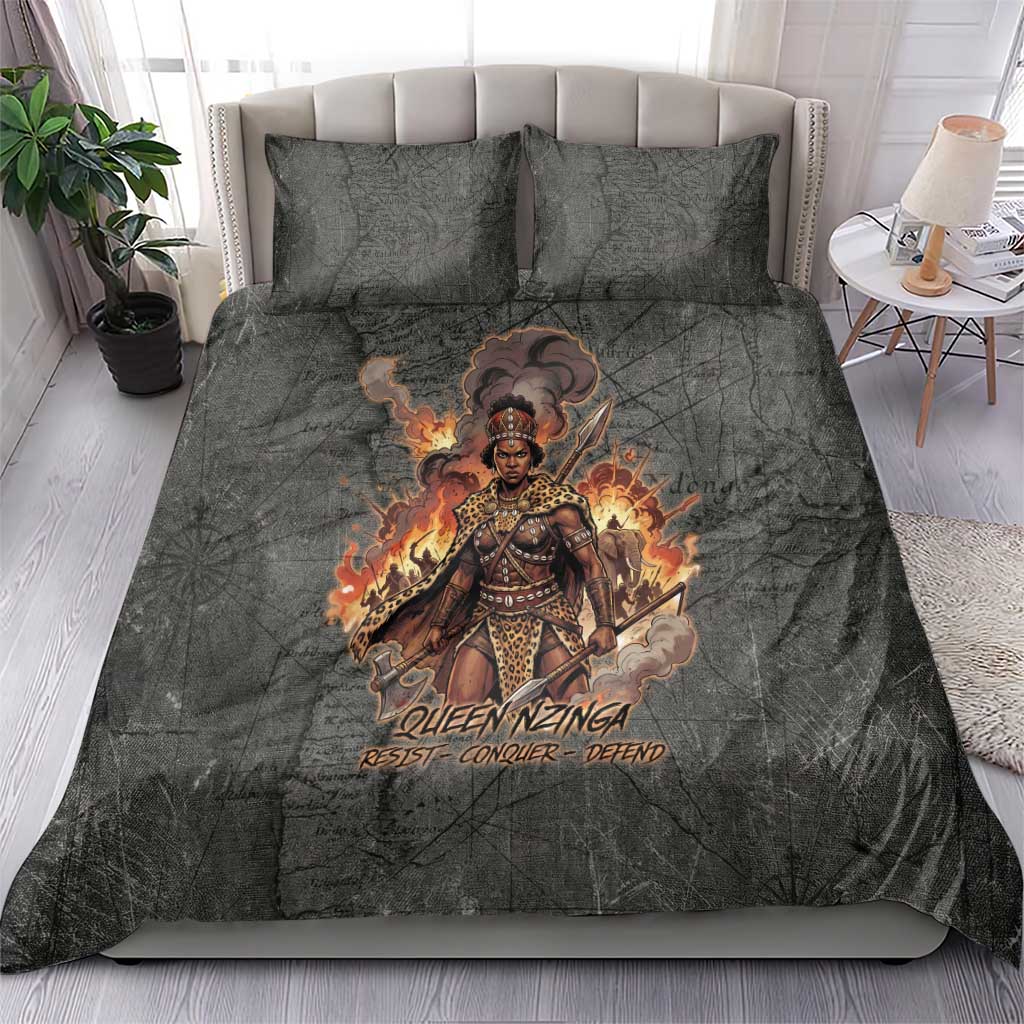 Queen Nzinga Bedding Set Fierce African Warrior Queen - Dark Tribal Fire Art - Wonder Print Shop