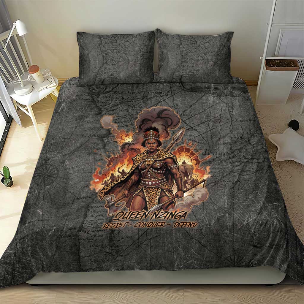 Queen Nzinga Bedding Set Fierce African Warrior Queen - Dark Tribal Fire Art - Wonder Print Shop