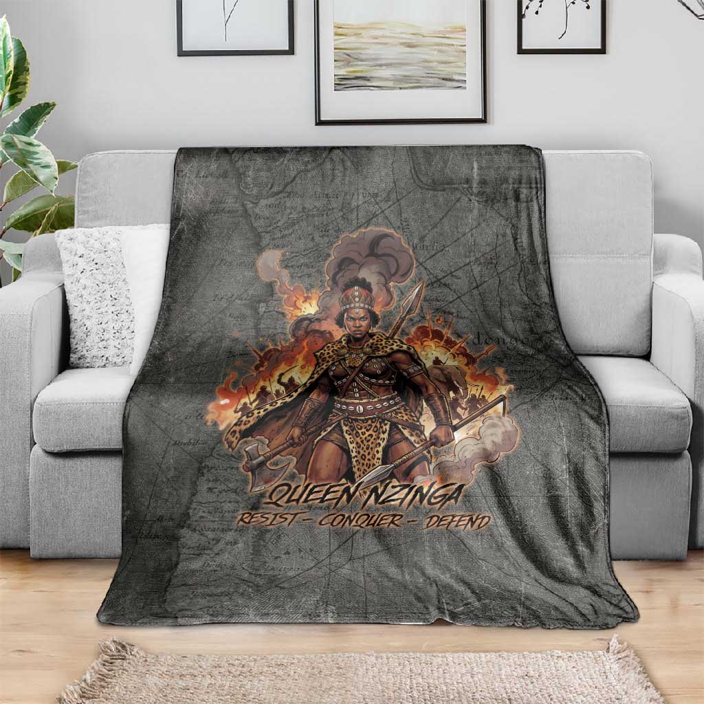 Queen Nzinga Blanket Fierce African Warrior Queen - Dark Tribal Fire Art - Wonder Print Shop