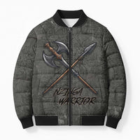 Queen Nzinga Bomber Puffer Jacket Fierce African Warrior Queen - Dark Tribal Fire Art - Wonder Print Shop