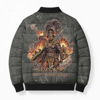 Queen Nzinga Bomber Puffer Jacket Fierce African Warrior Queen - Dark Tribal Fire Art - Wonder Print Shop