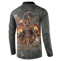 Queen Nzinga Button Sweatshirt Fierce African Warrior Queen - Dark Tribal Fire Art