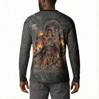 Queen Nzinga Button Sweatshirt Fierce African Warrior Queen - Dark Tribal Fire Art