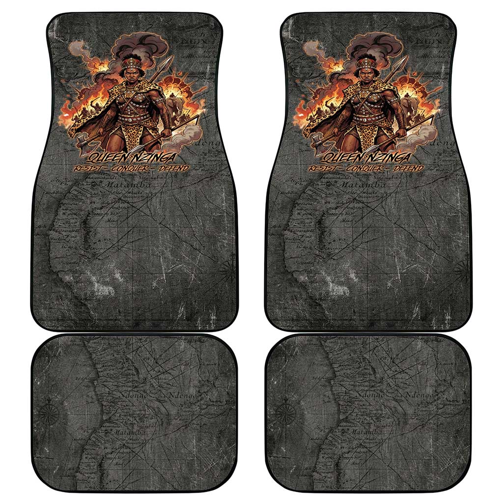 Queen Nzinga Car Mats Fierce African Warrior Queen - Dark Tribal Fire Art - Wonder Print Shop