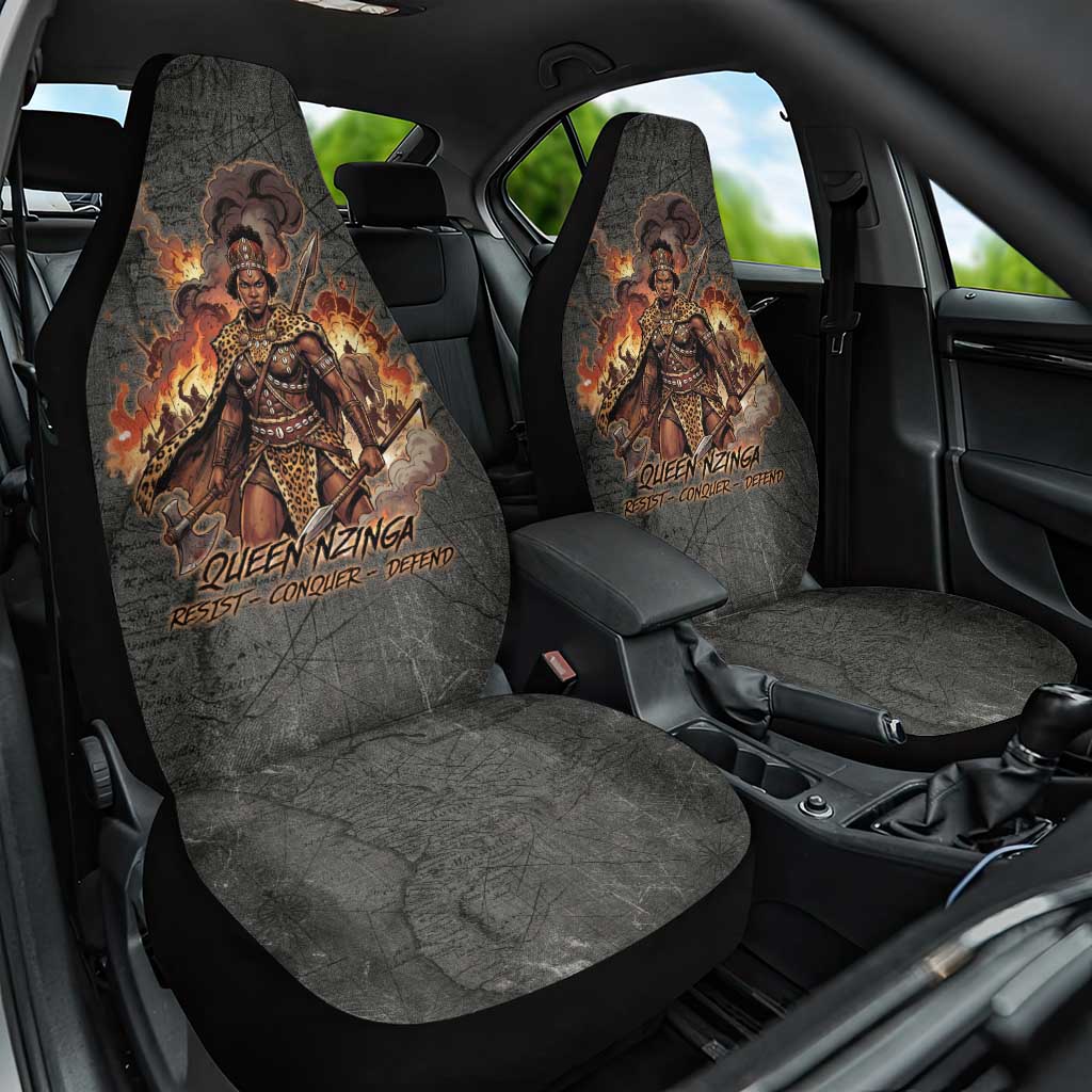 Queen Nzinga Car Seat Cover Fierce African Warrior Queen - Dark Tribal Fire Art - Wonder Print Shop