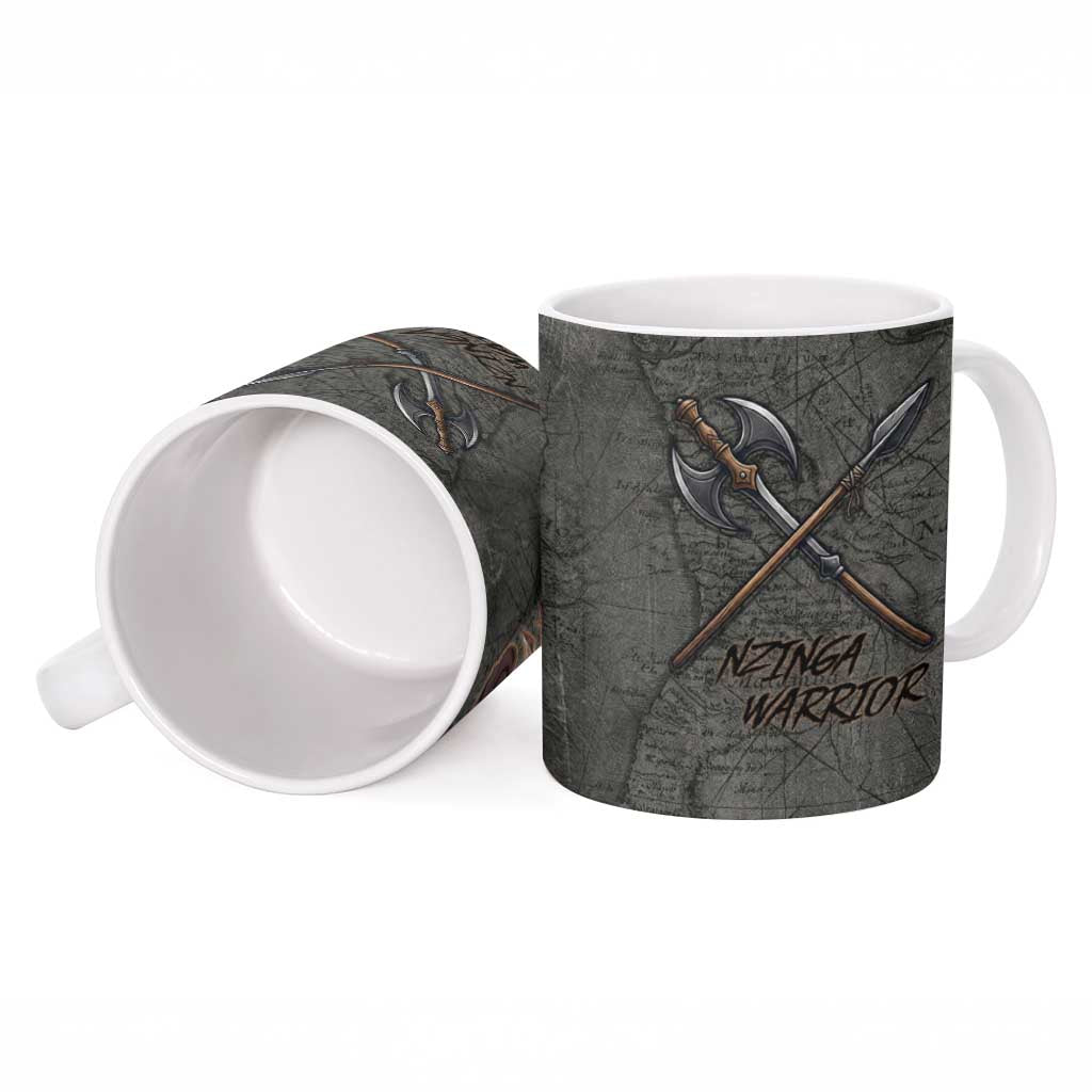 Queen Nzinga Ceramic Mug Fierce African Warrior Queen - Dark Tribal Fire Art - Wonder Print Shop