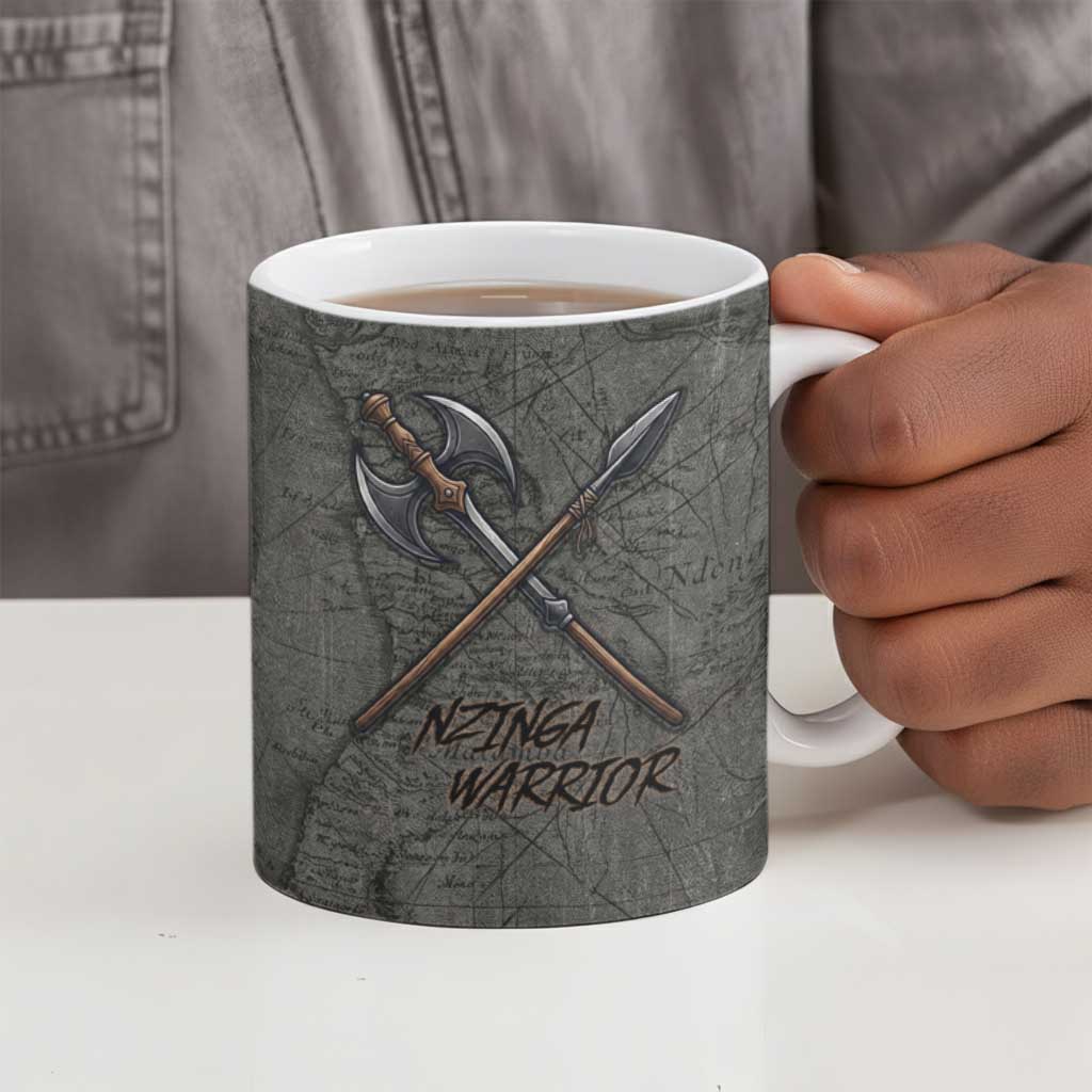 Queen Nzinga Ceramic Mug Fierce African Warrior Queen - Dark Tribal Fire Art - Wonder Print Shop