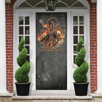 Queen Nzinga Door Cover Fierce African Warrior Queen - Dark Tribal Fire Art - Wonder Print Shop