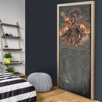 Queen Nzinga Door Cover Fierce African Warrior Queen - Dark Tribal Fire Art - Wonder Print Shop