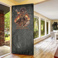 Queen Nzinga Door Cover Fierce African Warrior Queen - Dark Tribal Fire Art - Wonder Print Shop