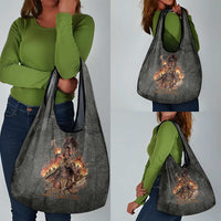 Queen Nzinga Grocery Bag Fierce African Warrior Queen - Dark Tribal Fire Art - Wonder Print Shop