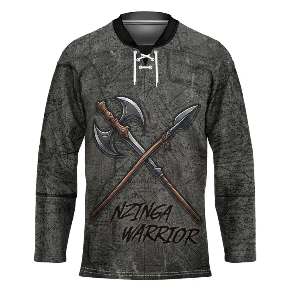 Queen Nzinga Hockey Jersey Fierce African Warrior Queen - Dark Tribal Fire Art - Wonder Print Shop