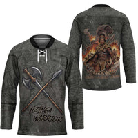 Queen Nzinga Hockey Jersey Fierce African Warrior Queen - Dark Tribal Fire Art - Wonder Print Shop