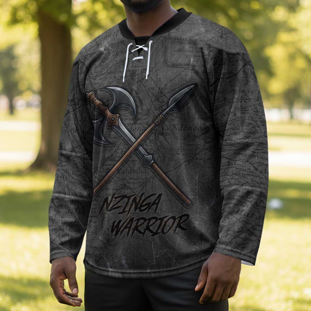 Queen Nzinga Hockey Jersey Fierce African Warrior Queen - Dark Tribal Fire Art - Wonder Print Shop