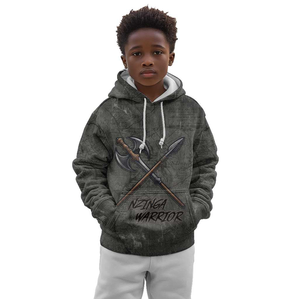 Queen Nzinga Kid Hoodie Fierce African Warrior Queen - Dark Tribal Fire Art - Wonder Print Shop