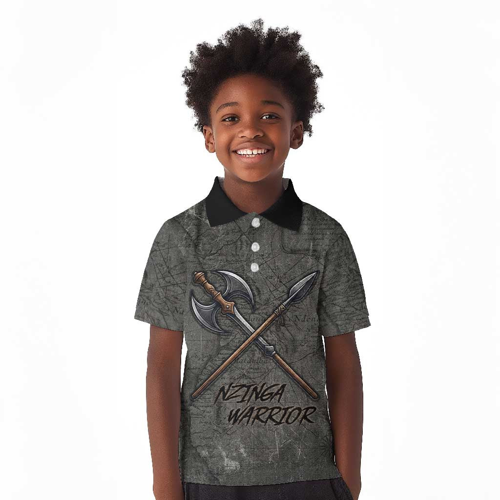 Queen Nzinga Kid Polo Shirt Fierce African Warrior Queen - Dark Tribal Fire Art - Wonder Print Shop