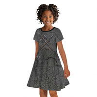 Queen Nzinga Kid Short Sleeve Dress Fierce African Warrior Queen - Dark Tribal Fire Art - Wonder Print Shop