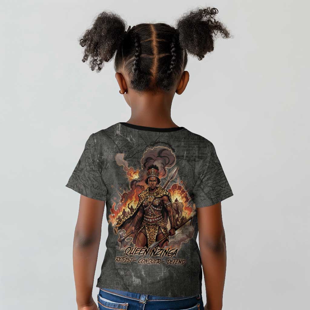 Queen Nzinga Kid T shirt Fierce African Warrior Queen - Dark Tribal Fire Art - Wonder Print Shop