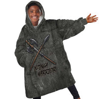 Queen Nzinga Kid Wearable Blanket Hoodie Fierce African Warrior Queen - Dark Tribal Fire Art - Wonder Print Shop