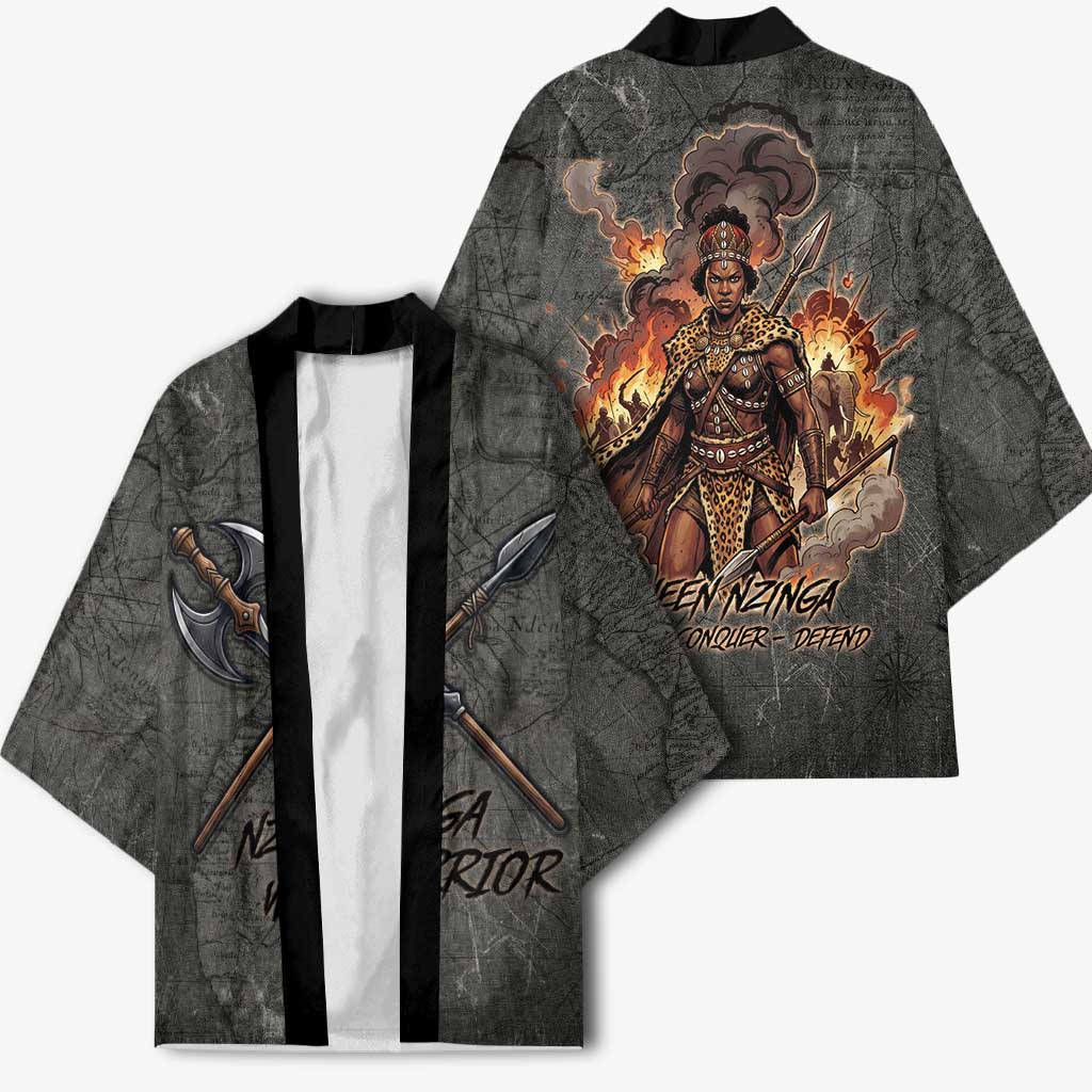 Queen Nzinga Kimono Fierce African Warrior Queen - Dark Tribal Fire Art - Wonder Print Shop