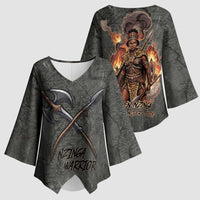 Queen Nzinga Kimono Sleeve Blouse Fierce African Warrior Queen - Dark Tribal Fire Art - Wonder Print Shop