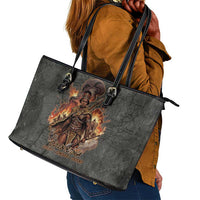 Queen Nzinga Leather Tote Bag Fierce African Warrior Queen - Dark Tribal Fire Art - Wonder Print Shop