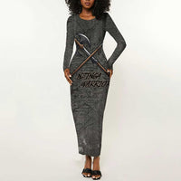 Queen Nzinga Long Sleeve Bodycon Dress Fierce African Warrior Queen - Dark Tribal Fire Art - Wonder Print Shop
