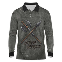 Queen Nzinga Long Sleeve Polo Shirt Fierce African Warrior Queen - Dark Tribal Fire Art - Wonder Print Shop
