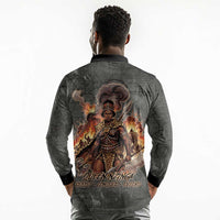 Queen Nzinga Long Sleeve Polo Shirt Fierce African Warrior Queen - Dark Tribal Fire Art - Wonder Print Shop
